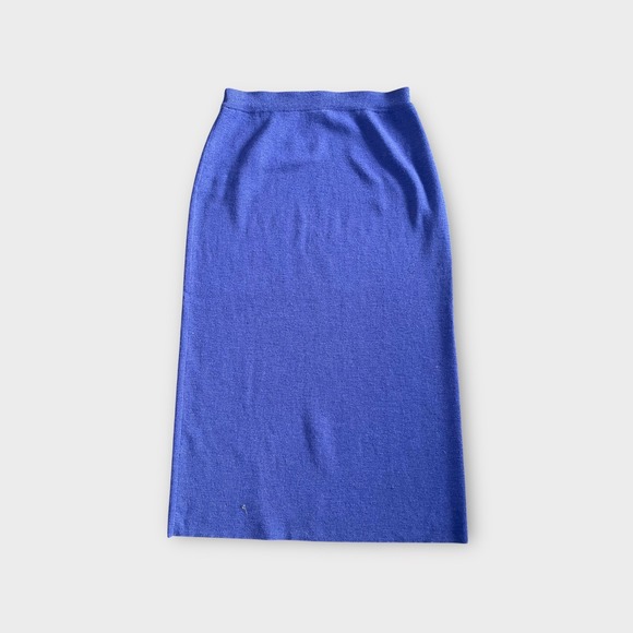 Eileen Fisher Knit Career Pencil Skirt Womens Medium Blue Wool Slim Fit Casual - Picture 1 of 4